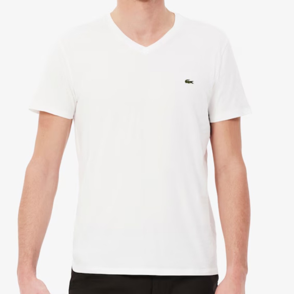 Lacoste Pima cotton v-neck mins white T-shirt.Size XXL.